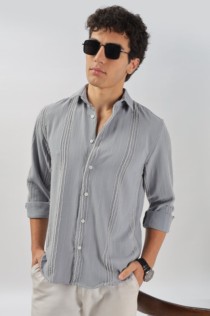 Textured Pinstripe Gray Shirt