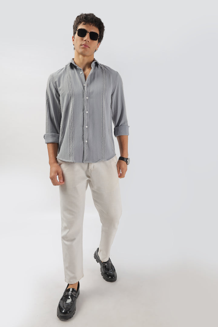 Textured Pinstripe Gray Shirt