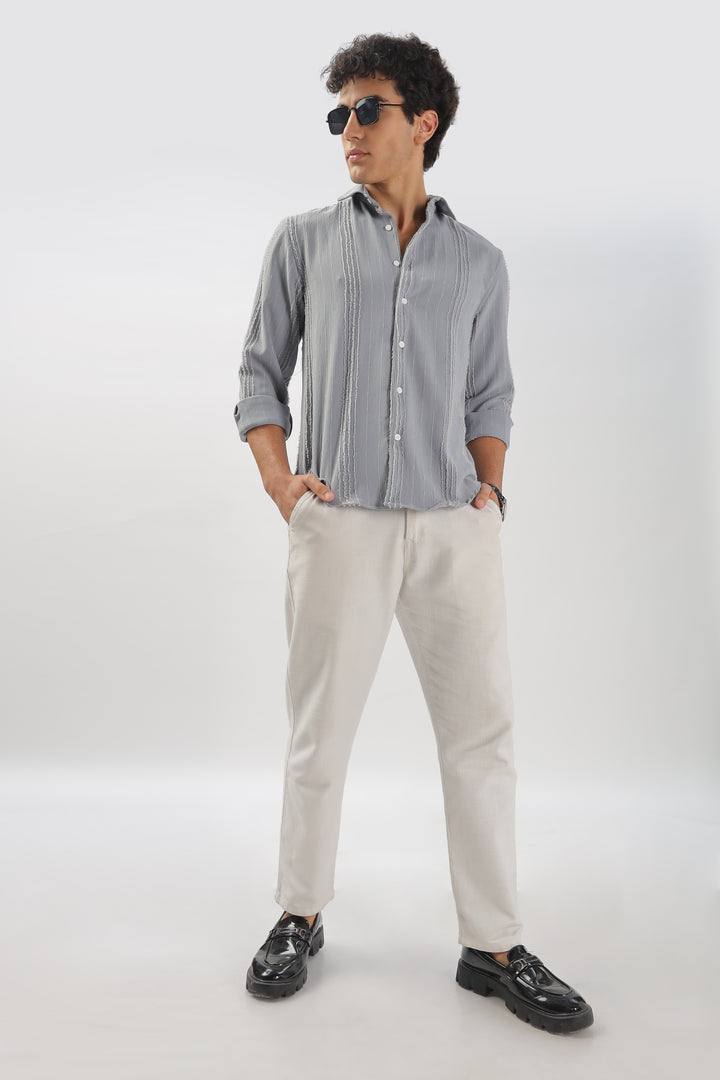 Textured Pinstripe Gray Shirt