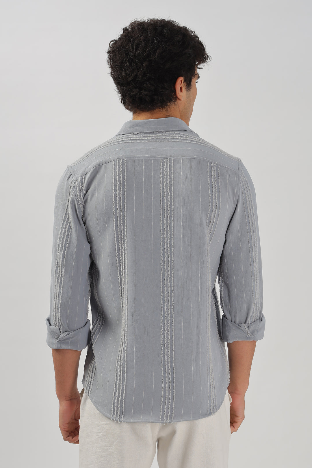Textured Pinstripe Gray Shirt