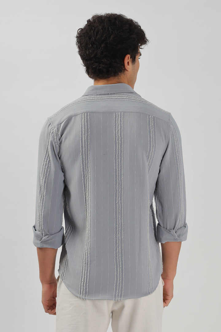 Textured Pinstripe Gray Shirt