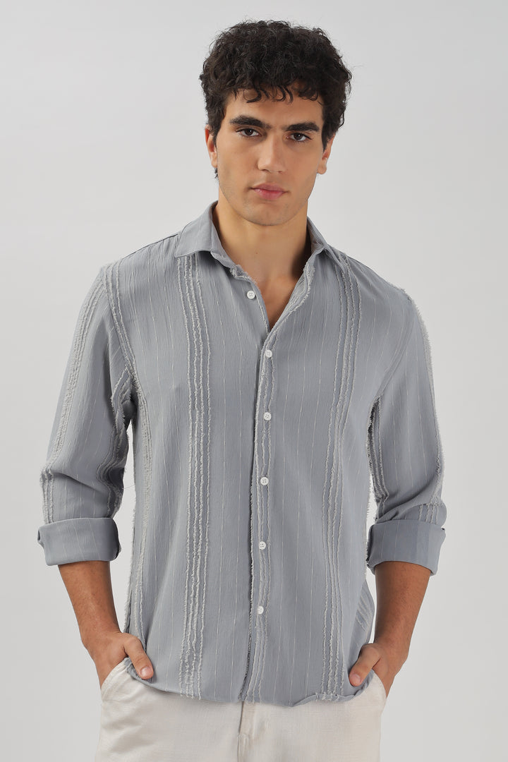 Textured Pinstripe Gray Shirt
