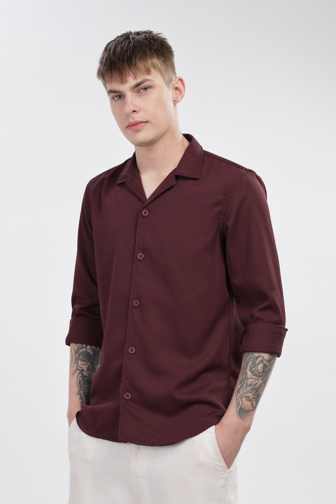 Wine Classic Solid Shirt